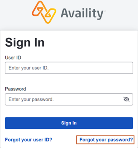Login panel with the Forgot your password link highlighted.