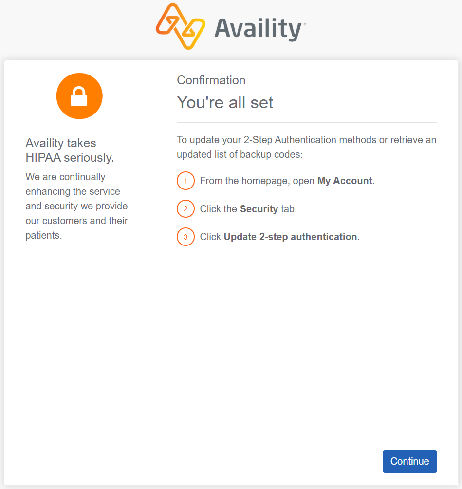Final confirmation message during 2-step authentication to use a one-time backup code if you do not have access to your device.