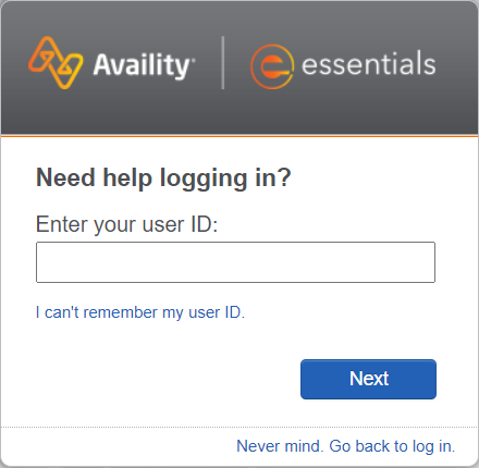 Enter user ID during password reset flow.