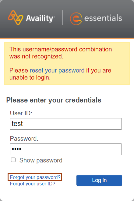 Username and/or password is not recognized on login window.