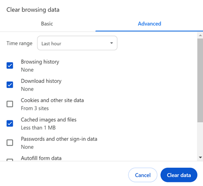 Clear browsing data